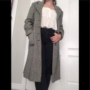 Black and White Long Wool Coat